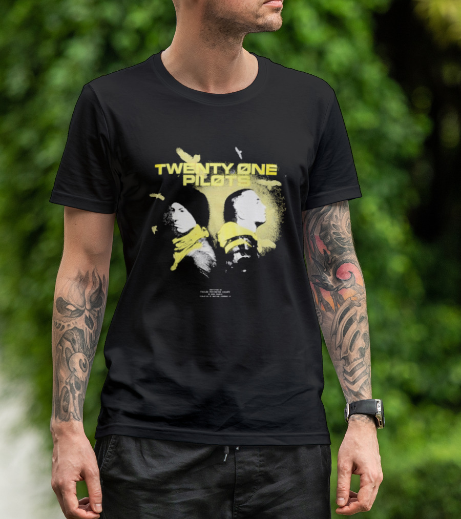 Twenty One Pilots Back 2 Back Eagle Silhouette Duo Yellow Accents T-Shirt