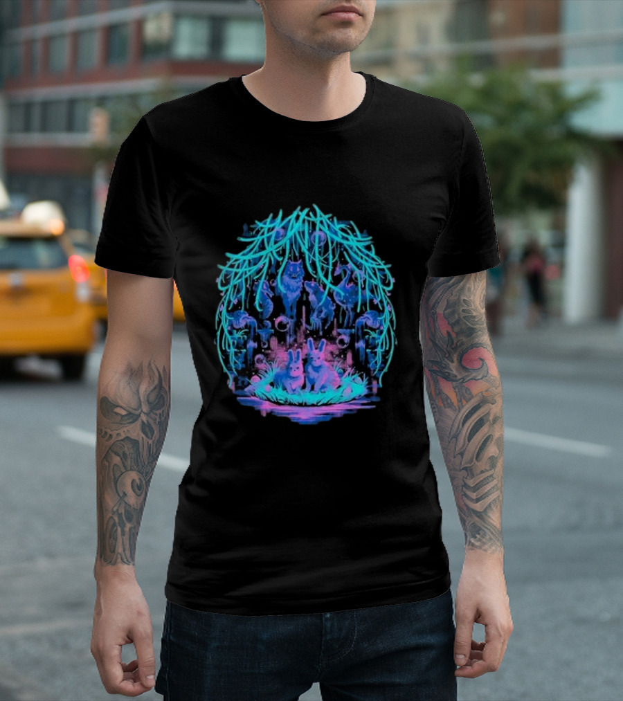 Animal Well Clandestine Creatures Glowing Forest Scene T-Shirt