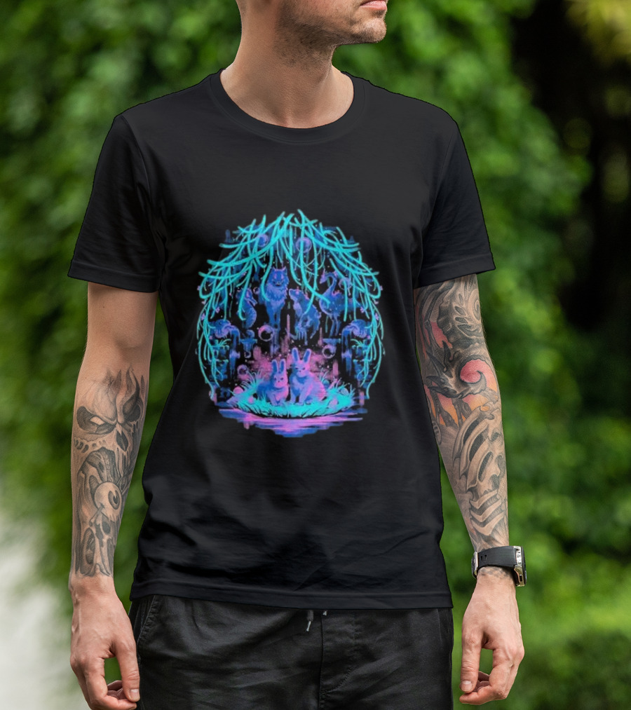 Animal Well Clandestine Creatures Glowing Forest Scene T-Shirt
