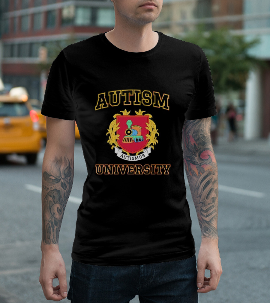 Autismus Autism University Train Emblem Crest T-Shirt