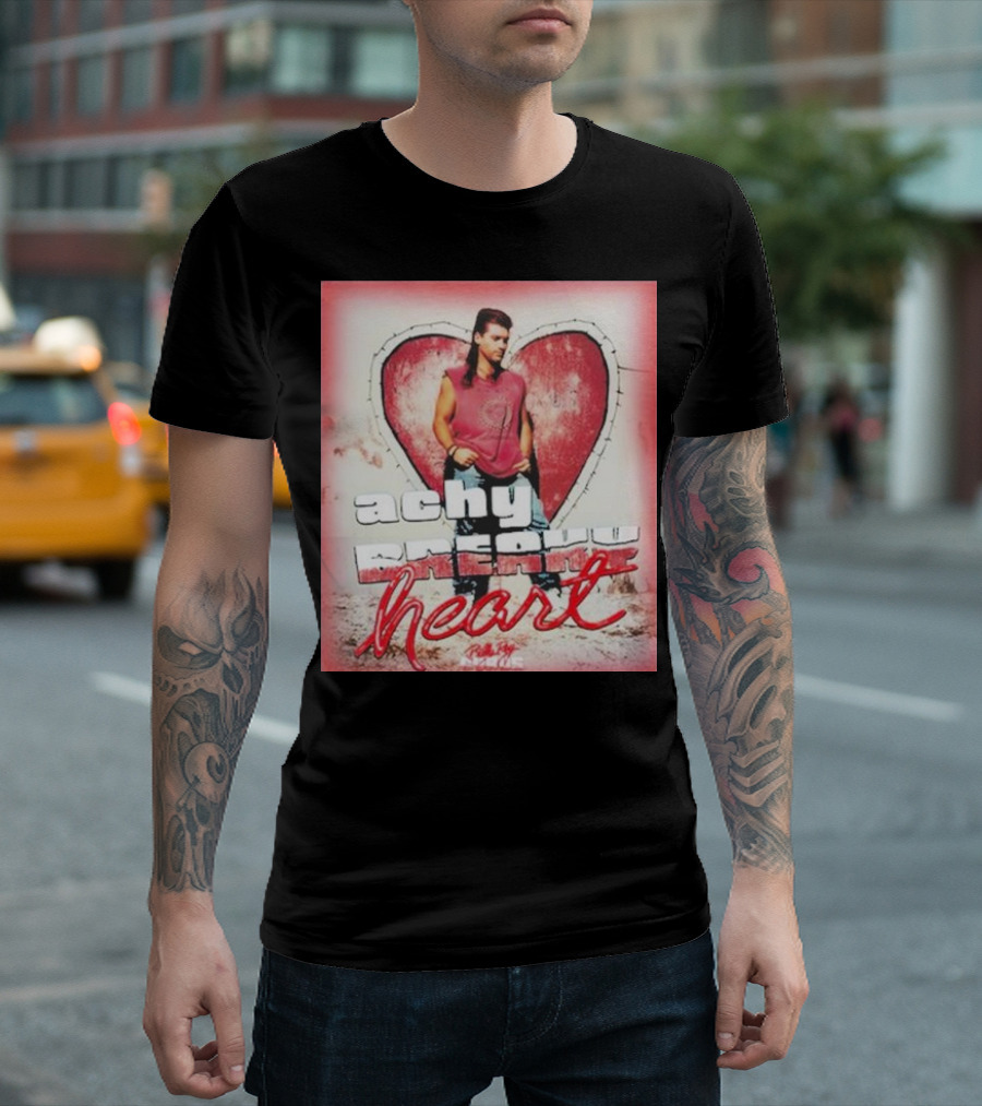 Billy Ray Cyrus Achy Breaky Heart Vintage Style Red Heart Background T-Shirt