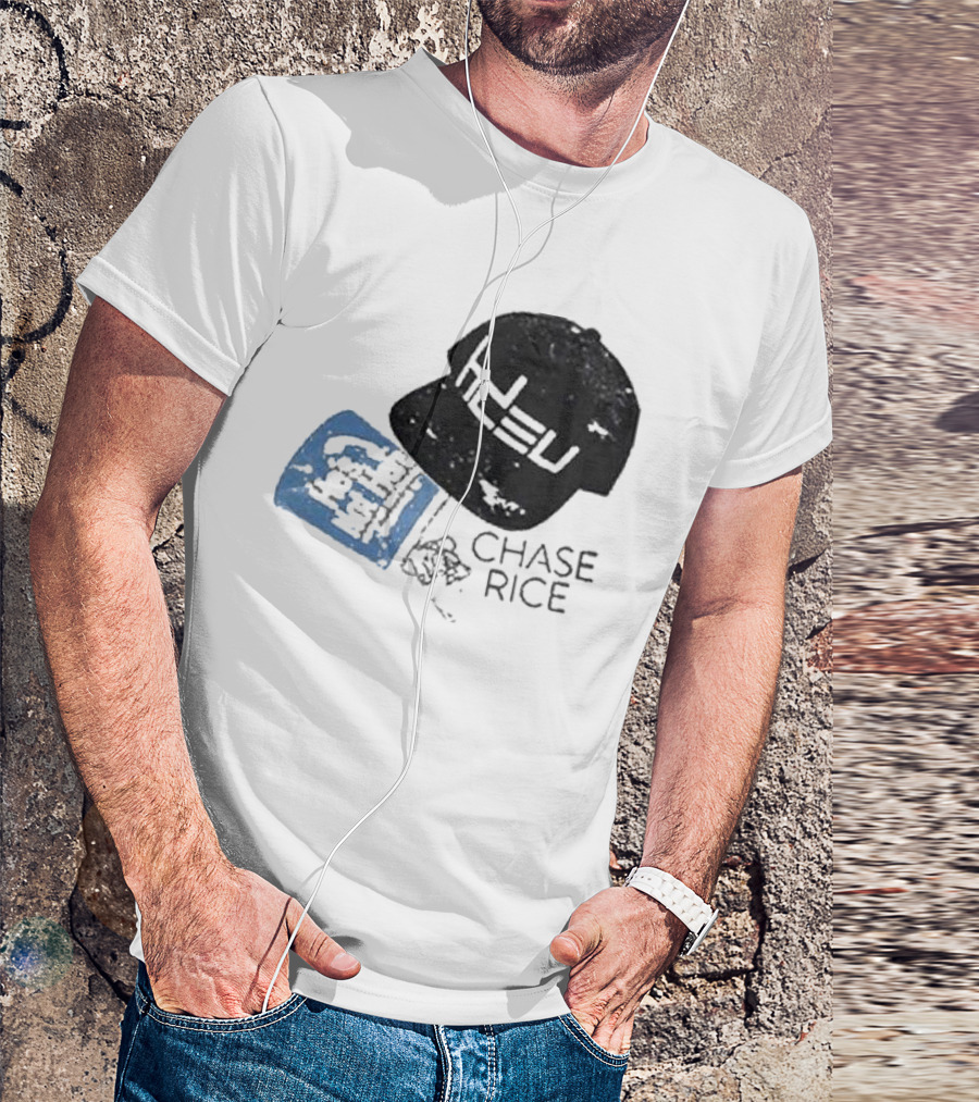 CHASE RICE HDEU Gear Hat And Blue He’s Not Here Text T-Shirt
