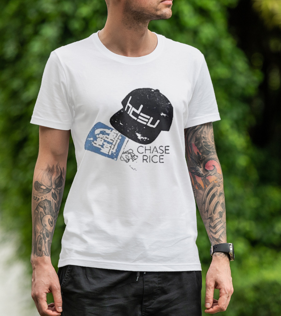CHASE RICE HDEU Gear Hat And Blue He’s Not Here Text T-Shirt