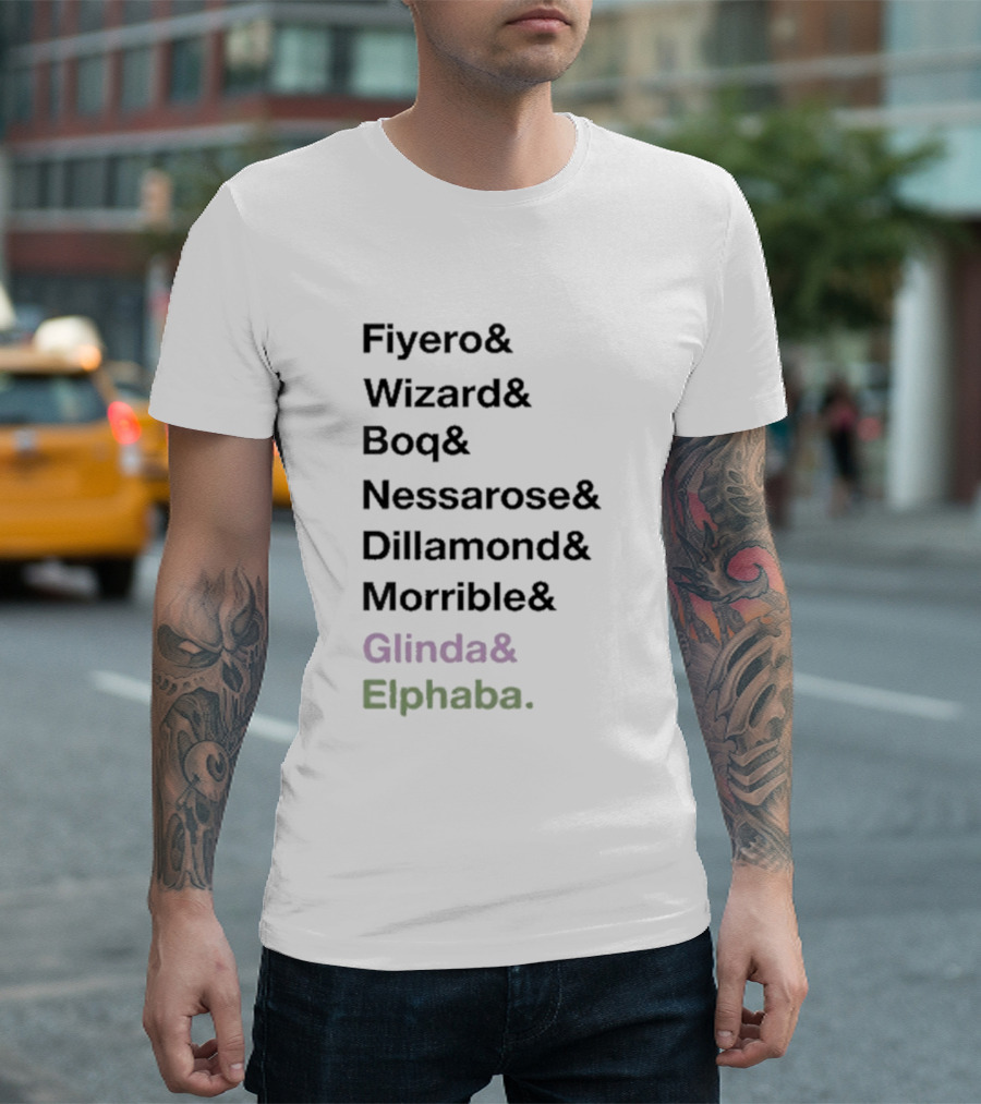 Fiyero Wizard Boq Nessarose Dillamond Morrible Glinda Elphaba Wicked Characters List T-Shirt