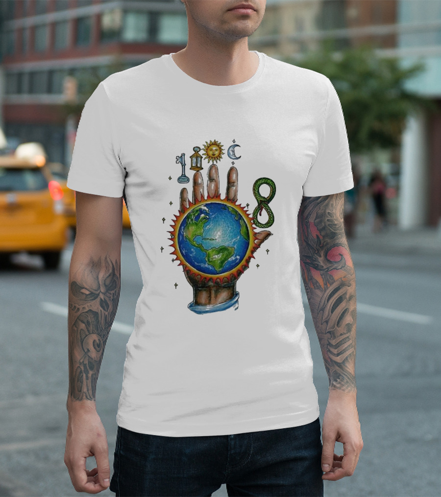 John Summit World Sun Moon Palm Symbol 8 Snake T-Shirt