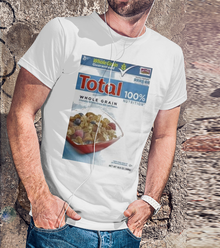 Total 100% Nutrition Whole Grain Crunchy Wheat Flakes Breakfast Cereal Box T-Shirt