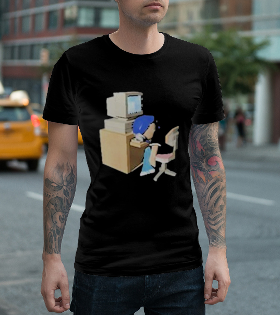 Nikki Carreon Internet Fatigue Vintage Computer Cartoon Figure T-Shirt