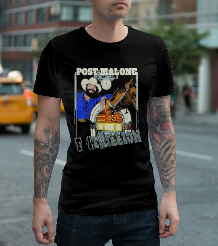 Post Malone F-1 Trillion Juke Box Cowboy And Horse Scene T-Shirt