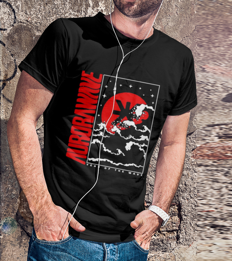 Aurora Wave Year Of The Wave Red Sun Clouds Stars T-Shirt