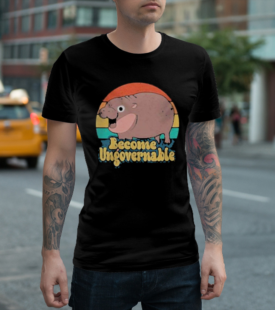 Become Ungovernable Baby Hippo Retro Circles T-Shirt