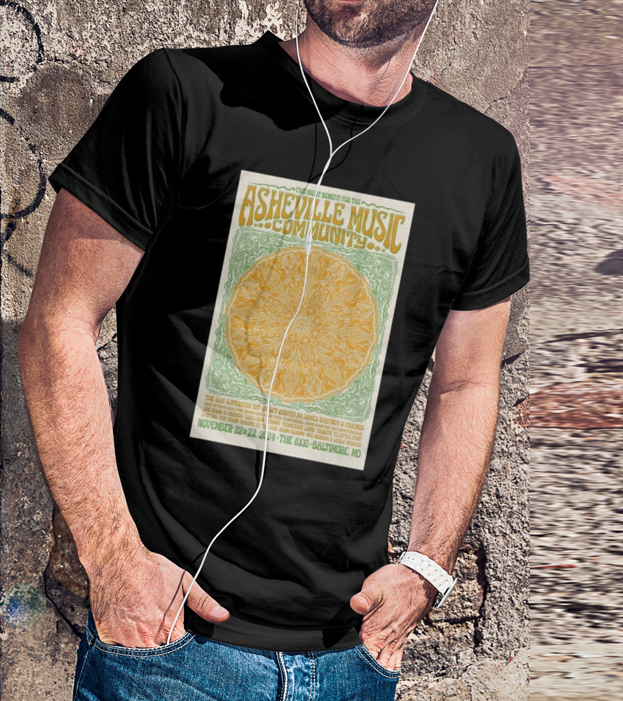 Asheville Music Community Benefit November 22-23 2024 Baltimore MD Two Night Event T-Shirt