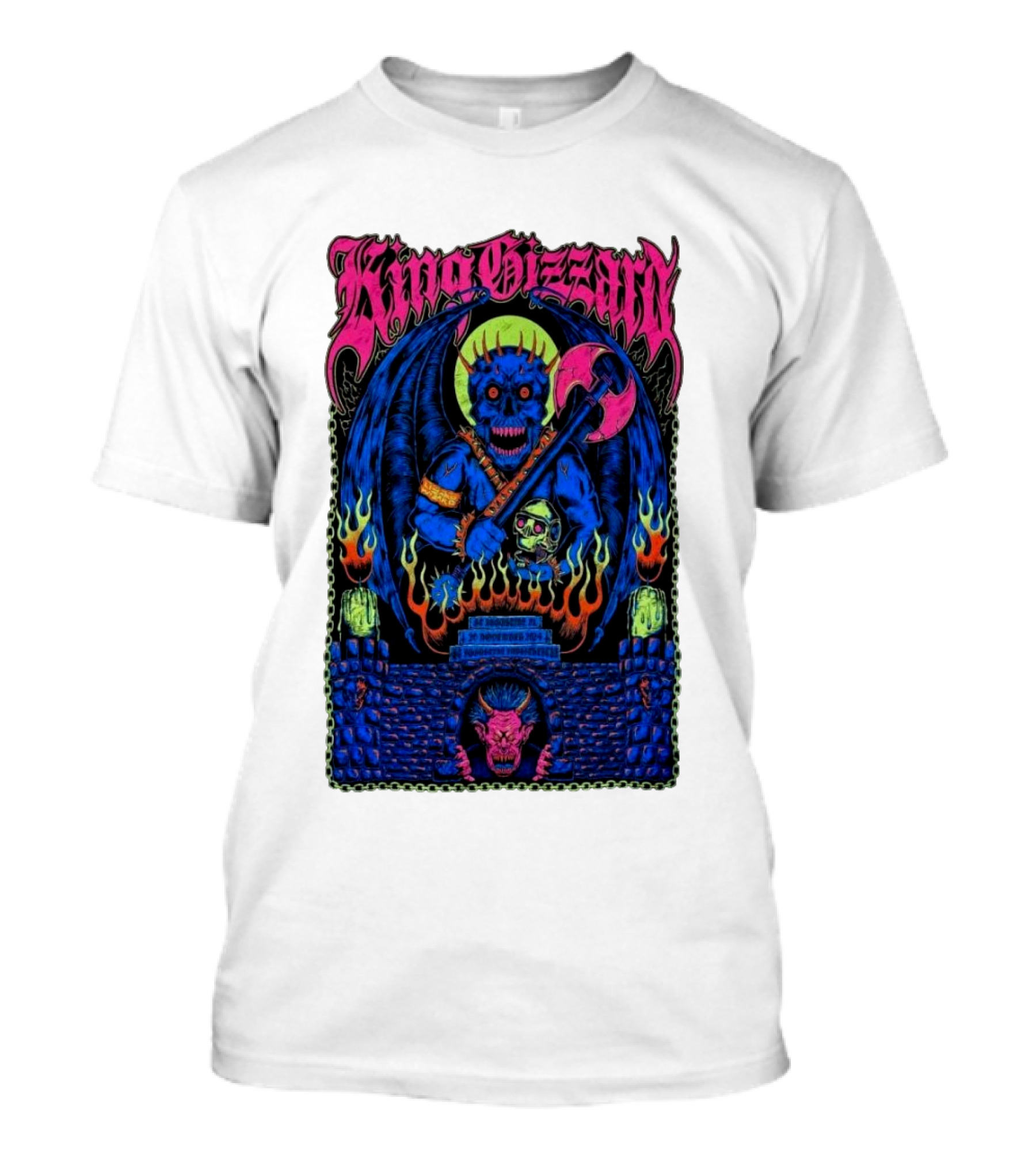 King Gizzard And The Lizard Wizard Nov 20 2024 The St. Augustine Amphitheatre St Augustine FL Tour Flaming Demon Axe Warrior T-Shirt