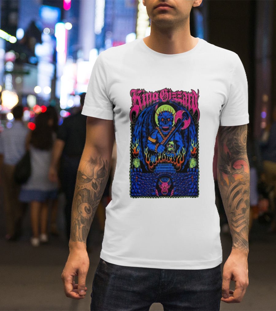 King Gizzard And The Lizard Wizard Nov 20 2024 The St. Augustine Amphitheatre St Augustine FL Tour Flaming Demon Axe Warrior T-Shirt