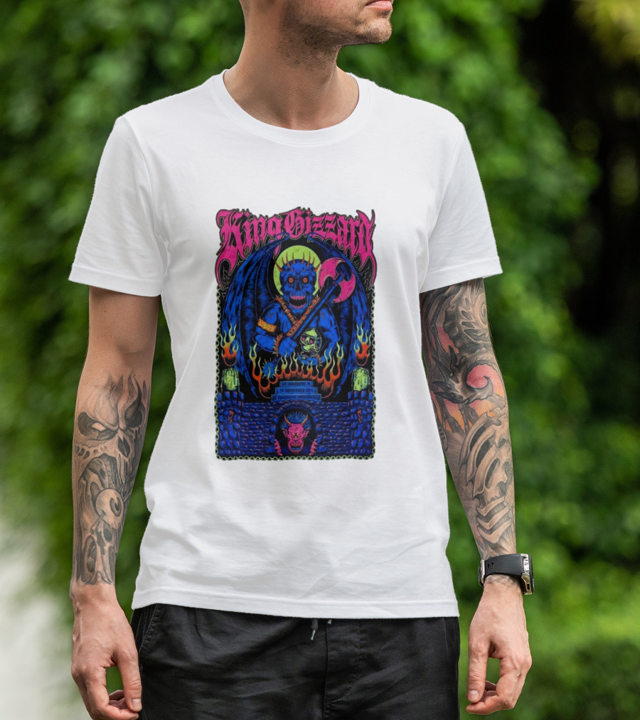 King Gizzard And The Lizard Wizard Nov 20 2024 The St. Augustine Amphitheatre St Augustine FL Tour Flaming Demon Axe Warrior T-Shirt