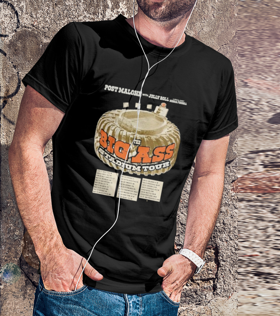 Post Malone With Jelly Roll And Sierra Ferrell The Big Ass Stadium Tour 2025 T-Shirt