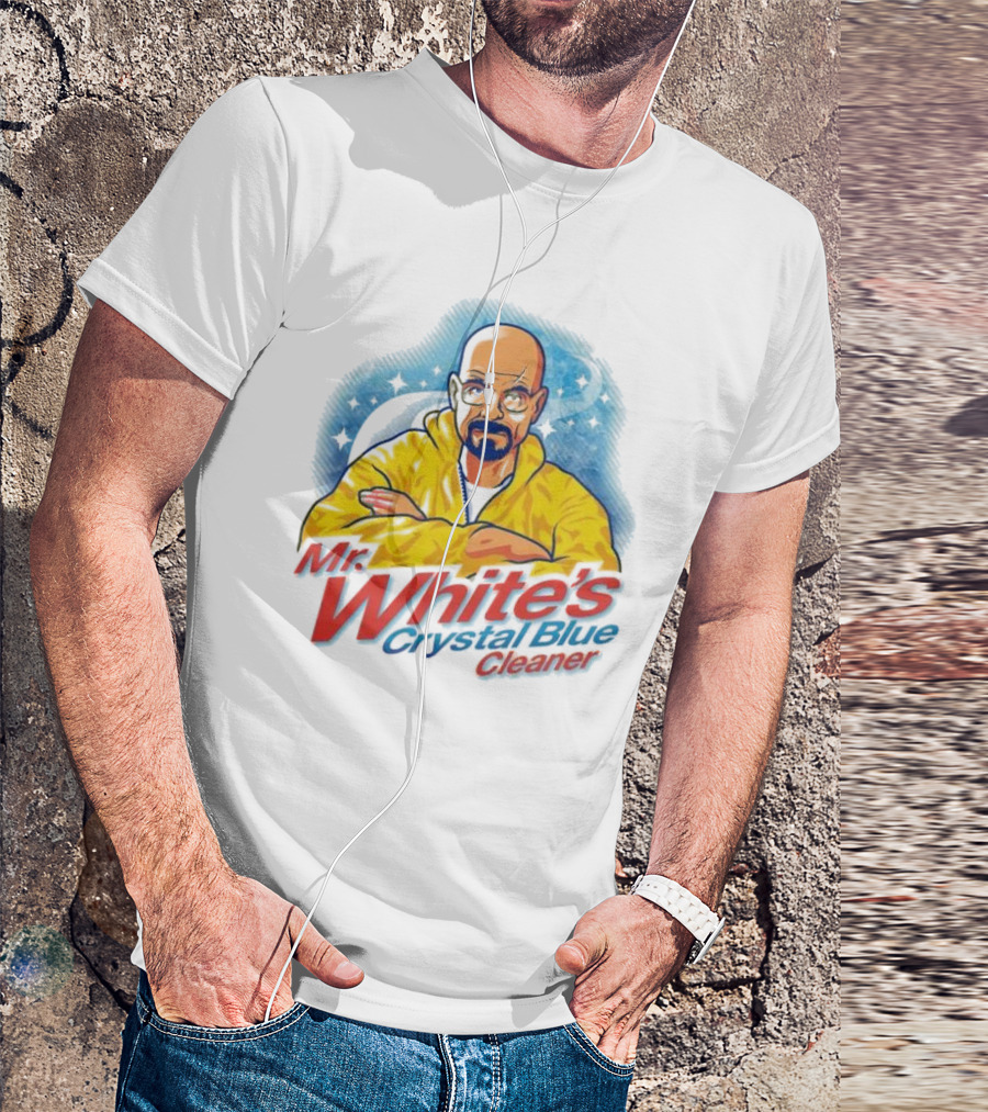 Mr. White's Crystal Blue Cleaner Breaking Bad Iconic Yellow Jacket Character T-Shirt