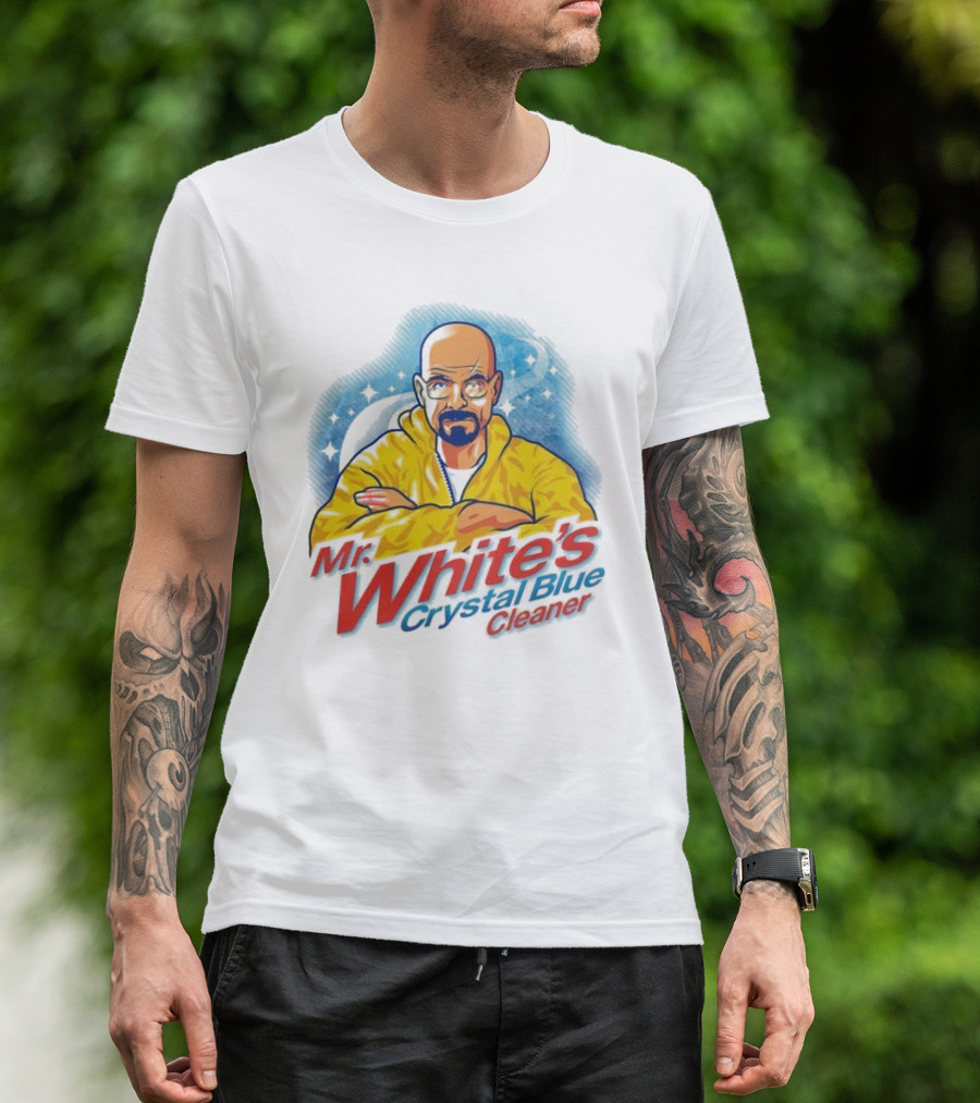 Mr. White's Crystal Blue Cleaner Breaking Bad Iconic Yellow Jacket Character T-Shirt