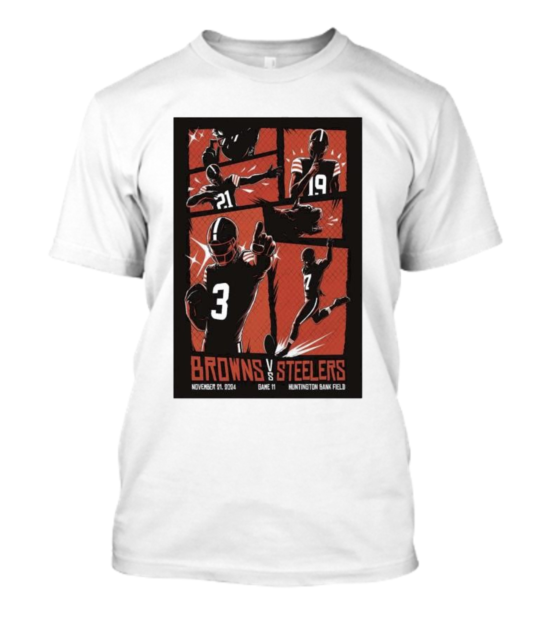 Browns Vs Steelers Game 11 Cleveland November 21 2024 Huntington Bank Field T-Shirt