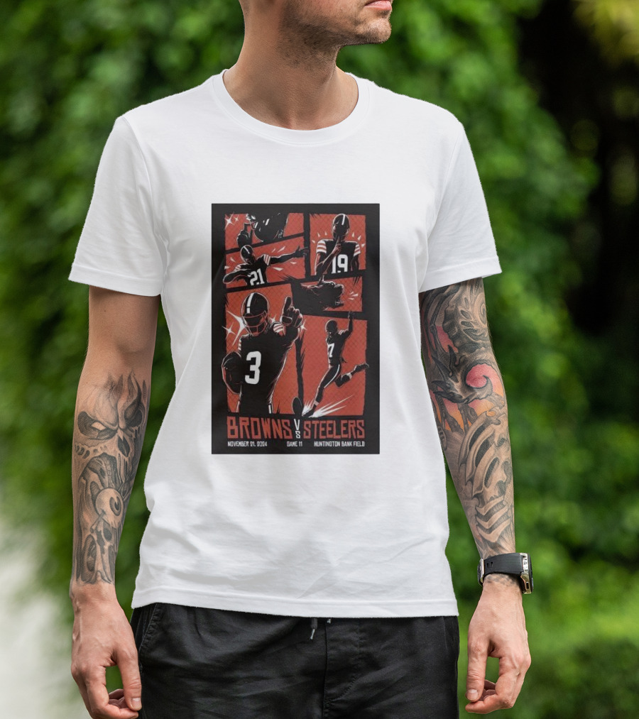Browns Vs Steelers Game 11 Cleveland November 21 2024 Huntington Bank Field T-Shirt