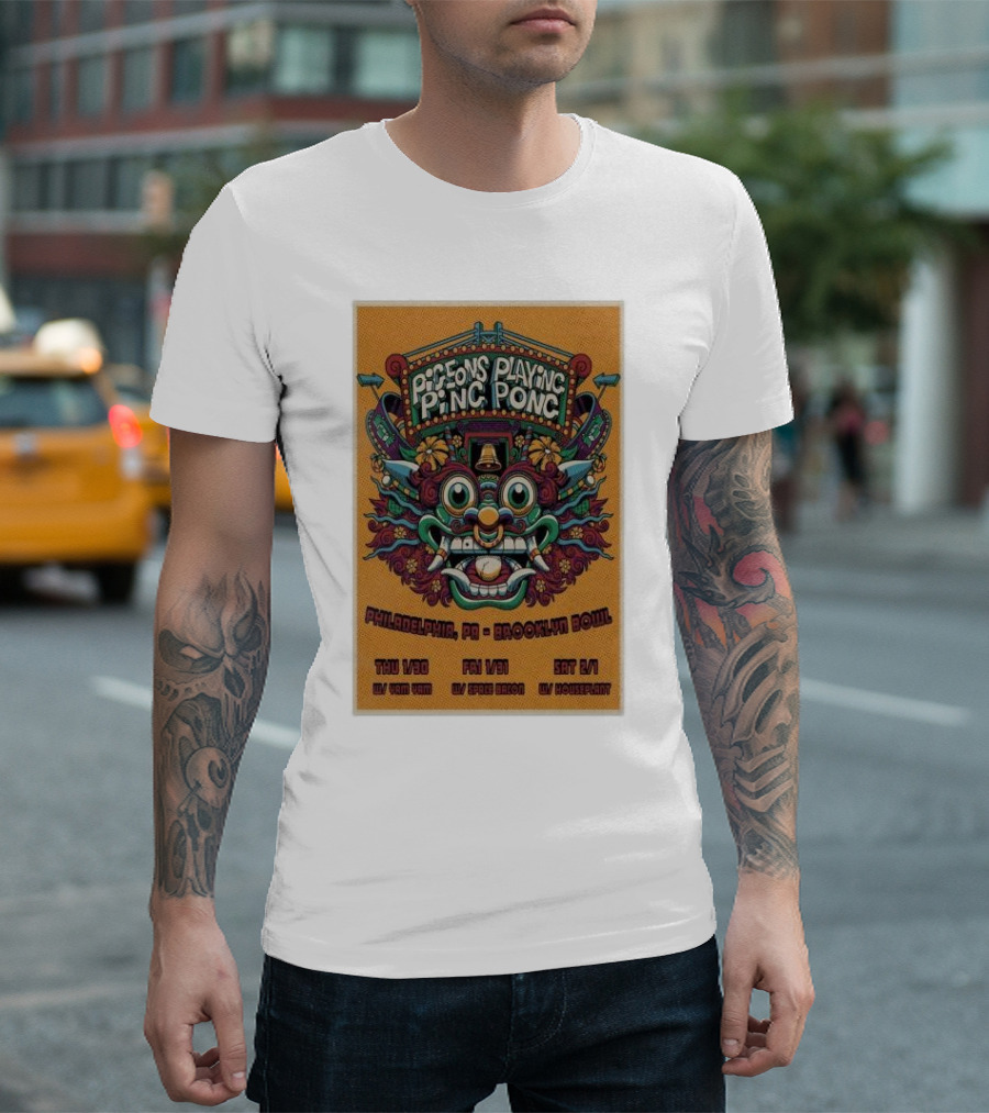 Pigeons Playing Ping Pong January 30-31 February 1 2025 Philadelphia PA Brooklyn Bowl Event T-Shirt