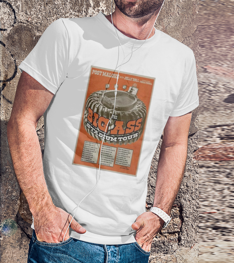 Post Malone The Big Ass Stadium Tour 2025 With Jelly Roll Special Guest Yella Ffunnel T-Shirt
