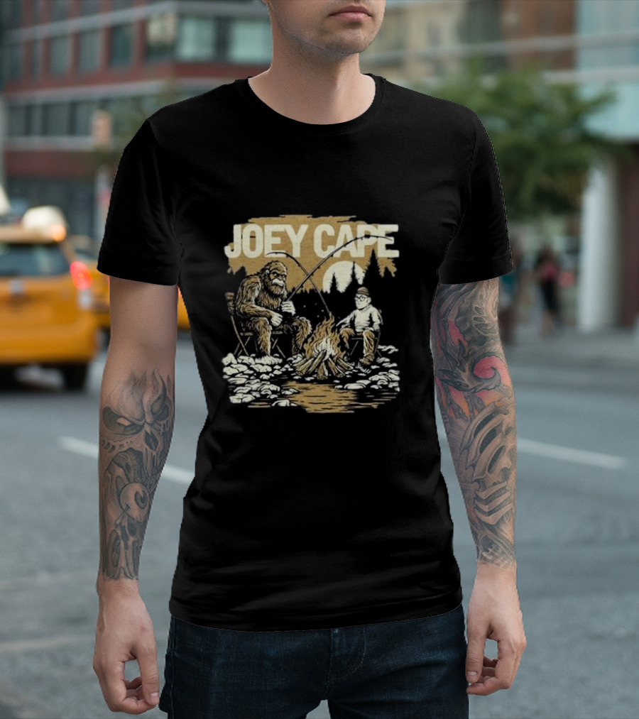 Joey Cape Tour Alberta 2024 Camping Scene with Sasquatch and Campfire T-Shirt