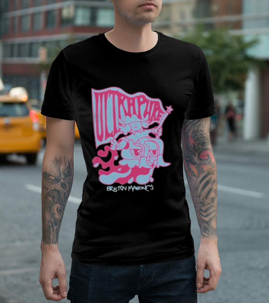 Briston Maroney Ultrapure Pink and Blue Caricature T-Shirt
