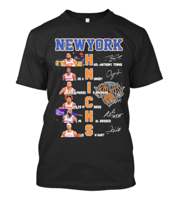 New York Knicks Karl-Anthony Towns OG Anunoby Jalen Brunson Miles McBride Mikal Bridges Josh Hart Signature Players T-Shirt