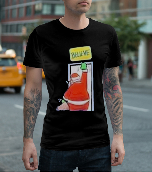 Santa Ted Lasso Believe Christmas Holiday Image T-Shirt