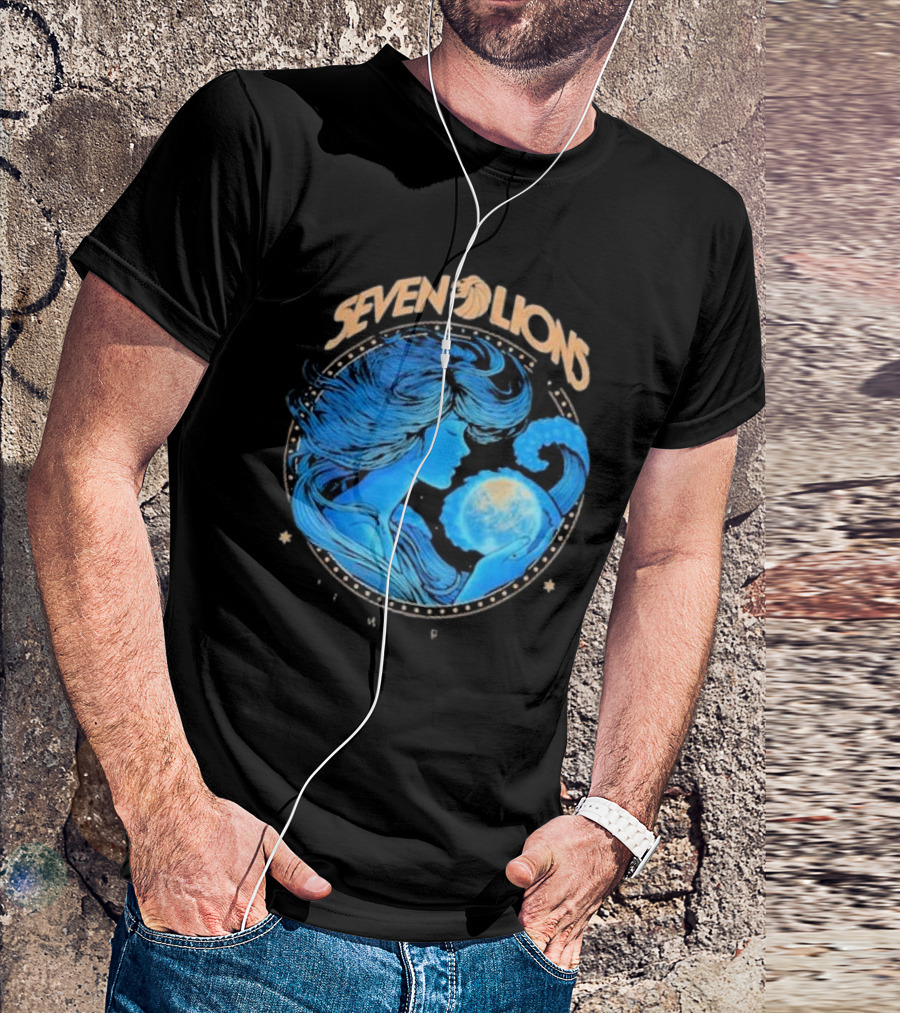 Seven Lions Worlds Apart Celestial Woman Holding Earth T-Shirt