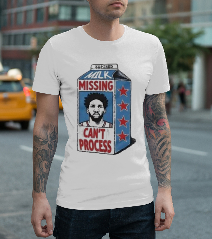 Joel Embiid Expired Milk Carton Missing Can't Process Philly Stars T-Shirt