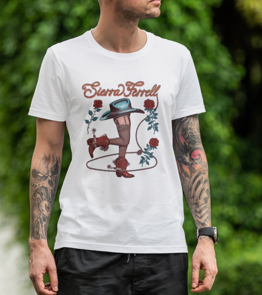 Sierra Ferrell Hat And Legs With Roses And Lasso T-Shirt