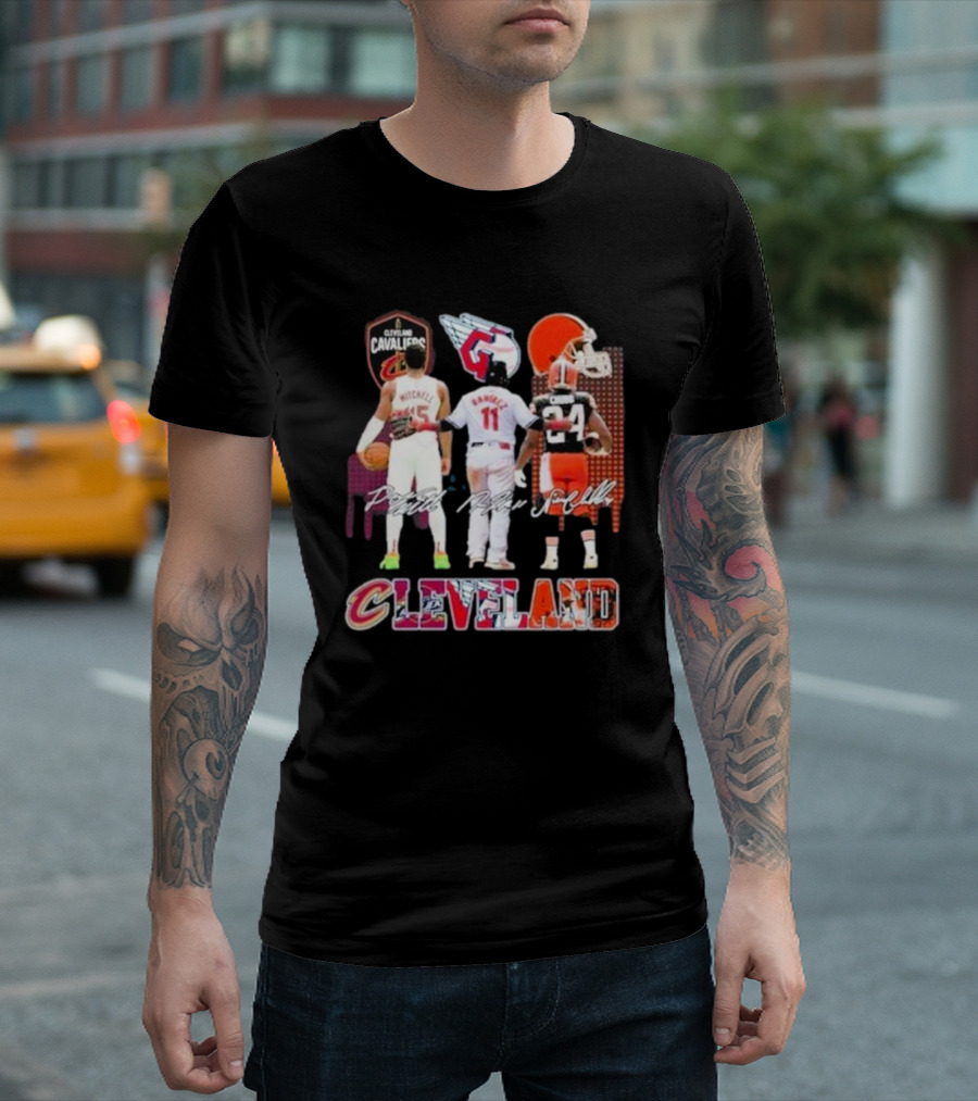 Cleveland Cavaliers Guardians Browns Mitchell Ramirez Chubb Signature T-Shirt