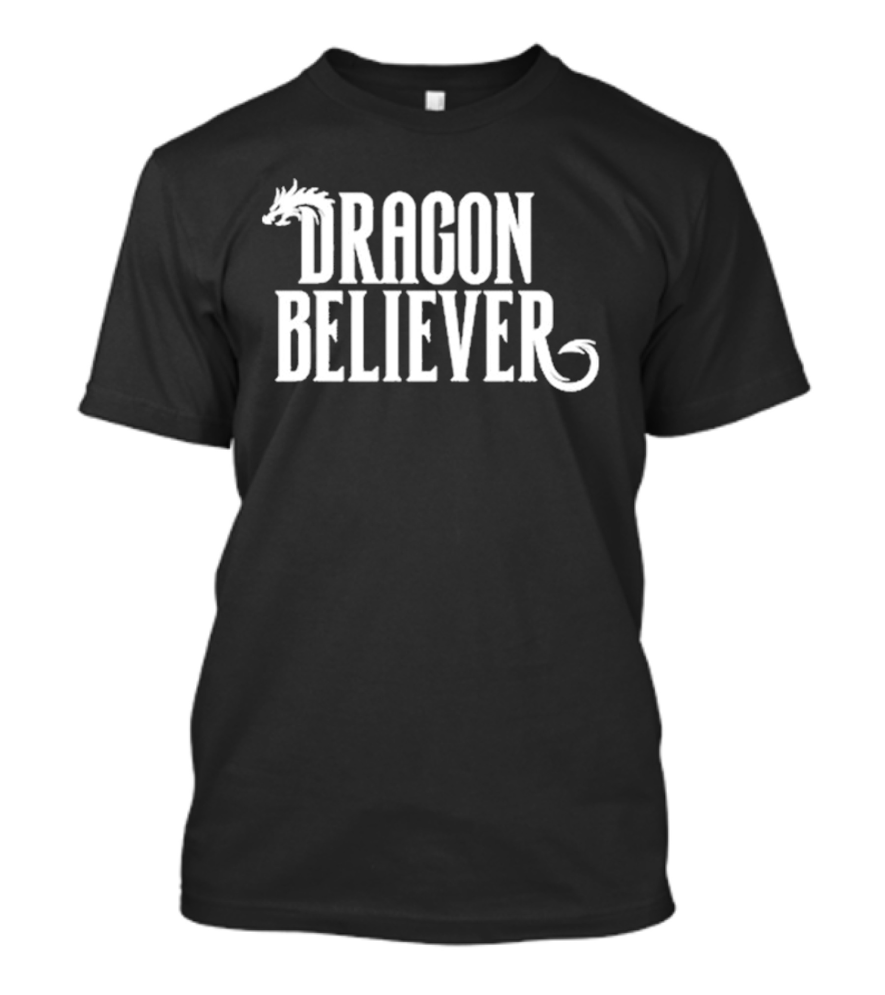 Dragon Believer Fantasy Typography With Dragon Head Accent T-Shirt