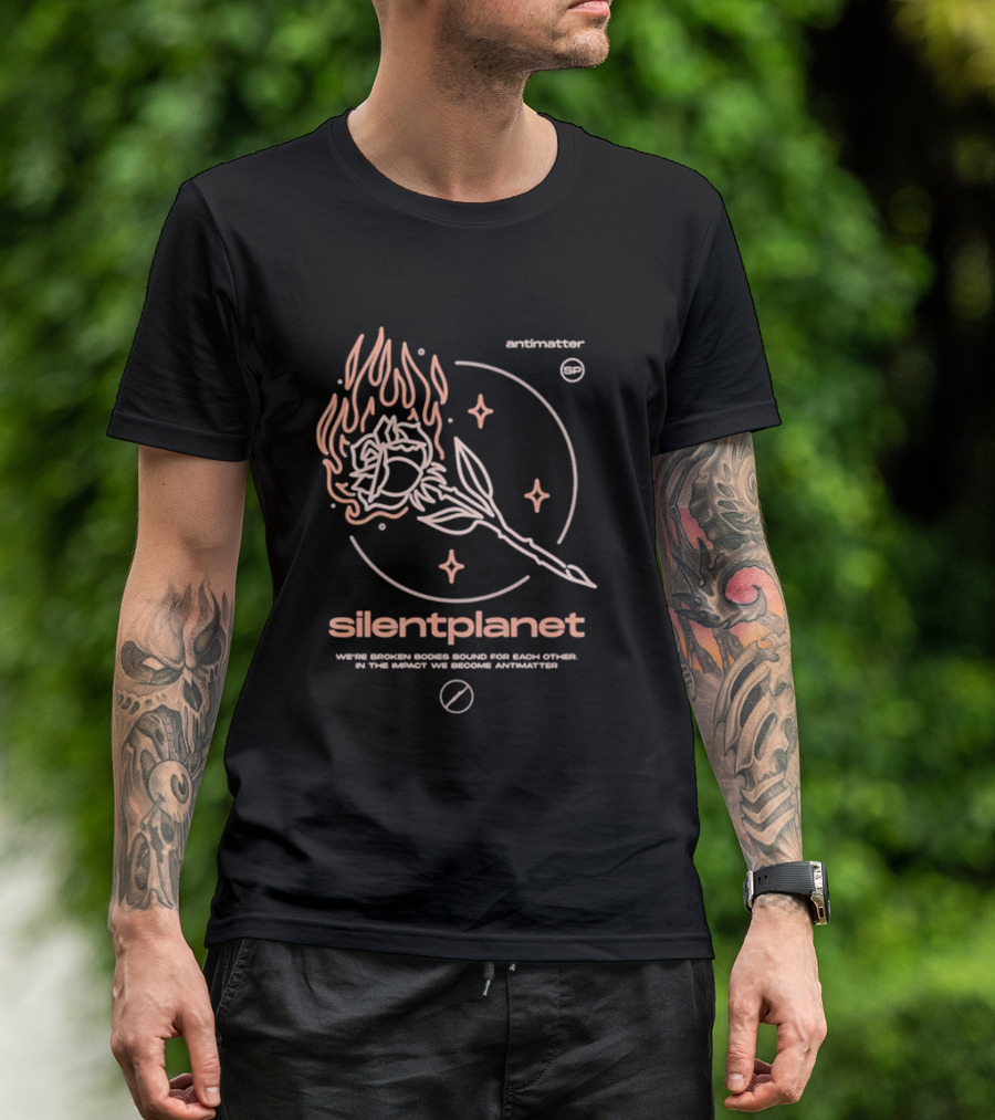 Silent Planet Antimatter Flaming Rose And Stars T-Shirt