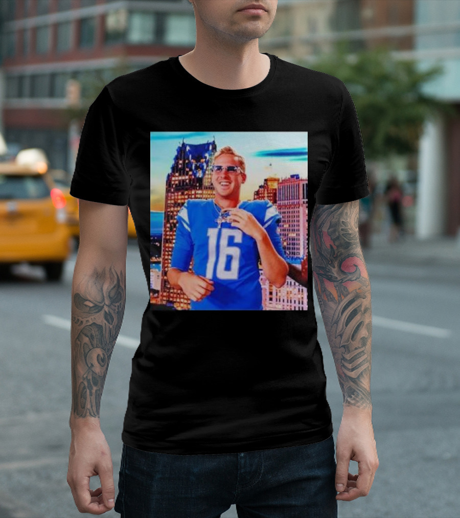 Iced Out Jared Goff Detroit Skyline Football Fashion T-Shirt