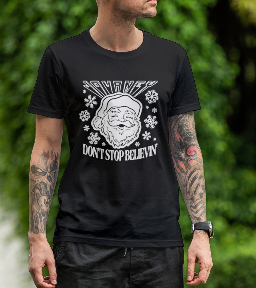 Journey Santa Don't Stop Believin' Snowflakes Holiday Tour T-Shirt