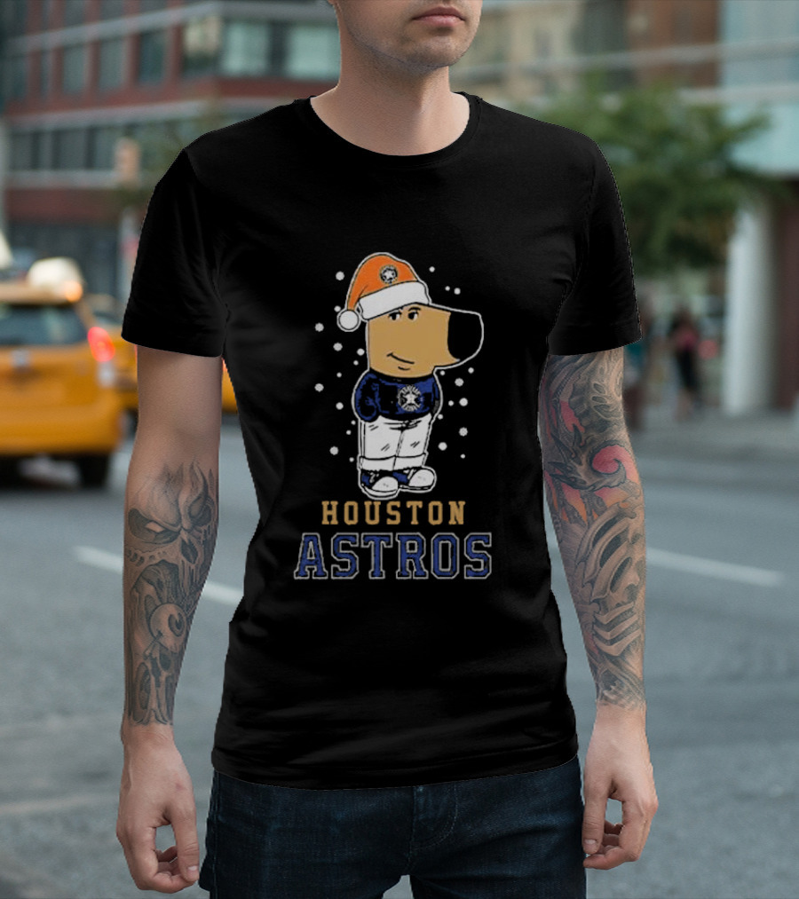 Houston Astros Christmas Santa Dog Mascot T-Shirt