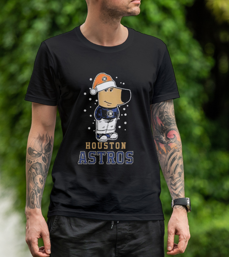 Houston Astros Christmas Santa Dog Mascot T-Shirt