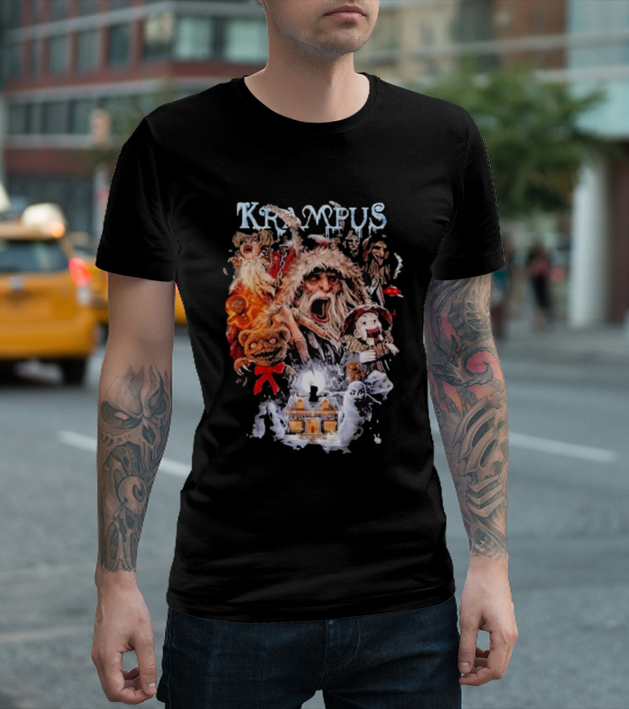 Krampus You Better Watch Out Holiday Horror Icons Christmas Monster Scene T-Shirt
