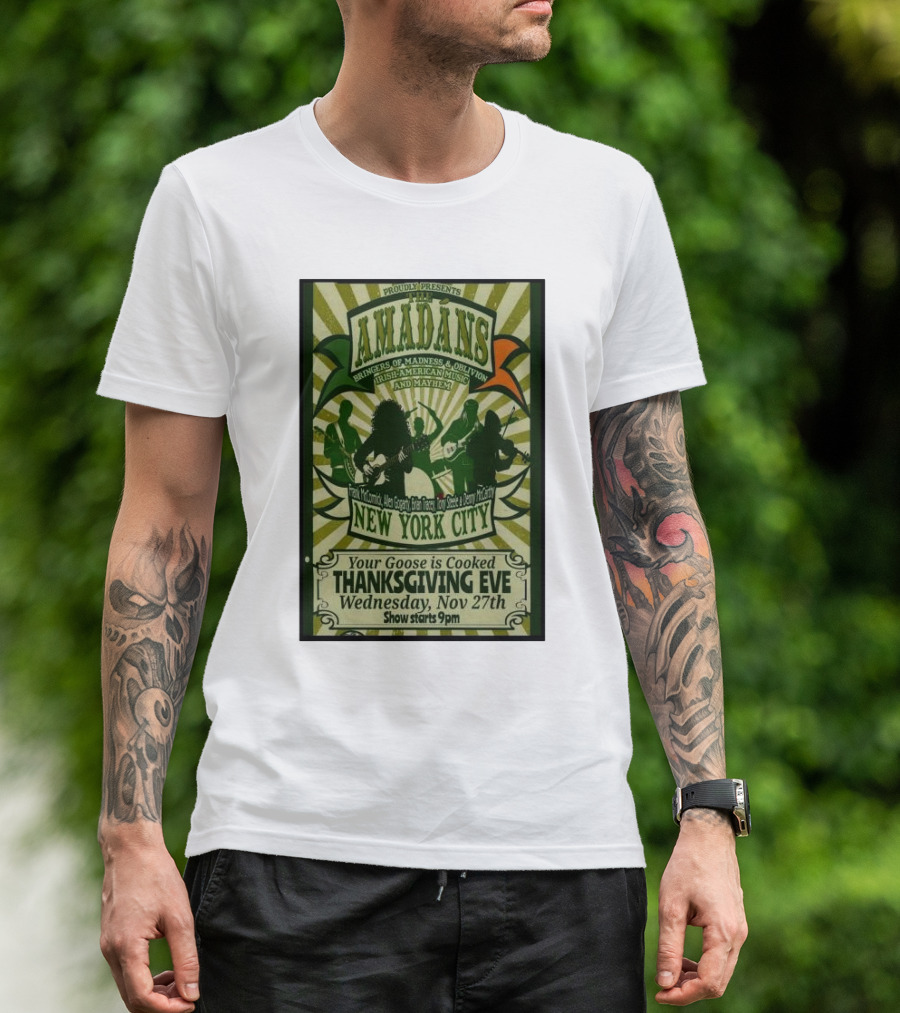 Amadans New York City Thanksgiving Eve Nov 27 2024 Irish American Music And Mayhem T-Shirt