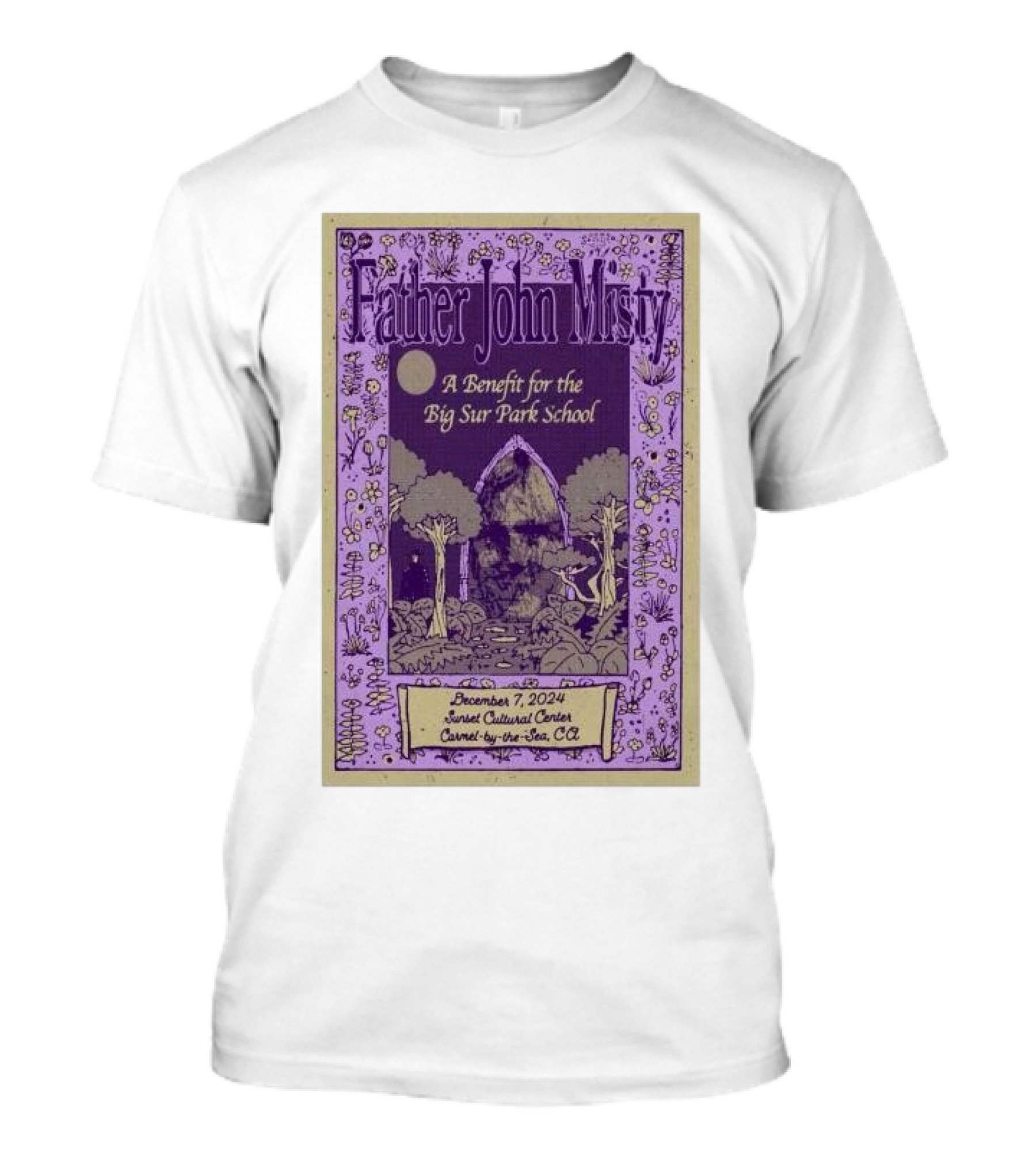 Father John Misty Benefit Big Sur Park School Carmel-by-the-Sea CA December 7 2024 Sunset Cultural Center T-Shirt