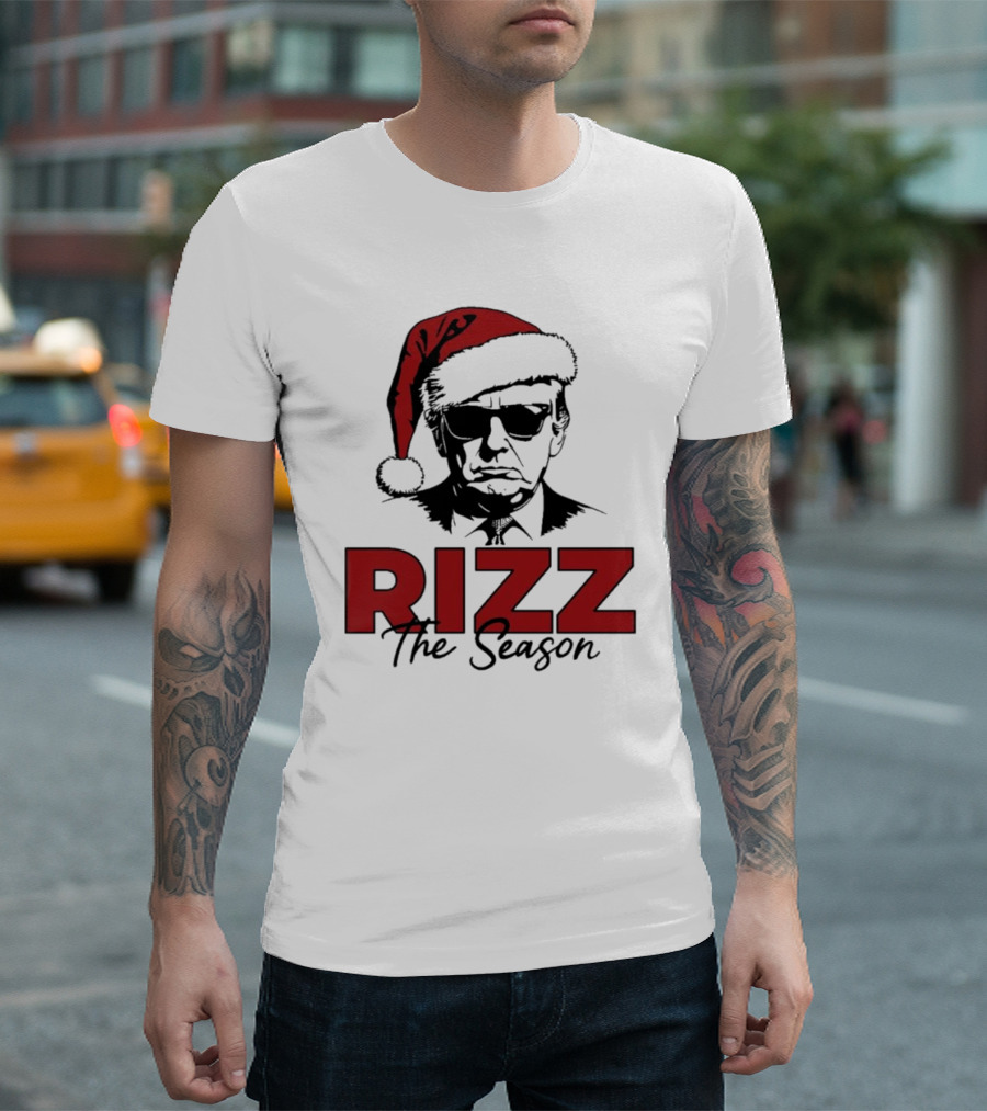 Rizz The Season Santa Hat Sunglasses Christmas T-Shirt