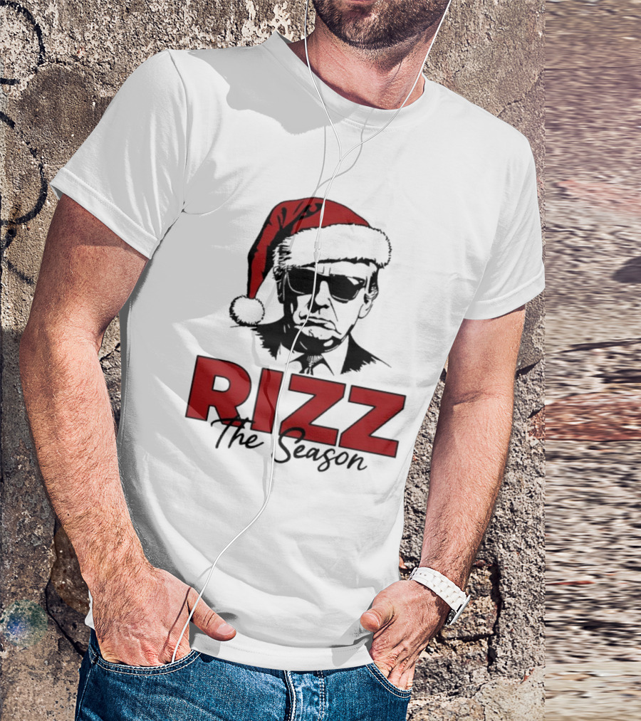 Rizz The Season Santa Hat Sunglasses Christmas T-Shirt