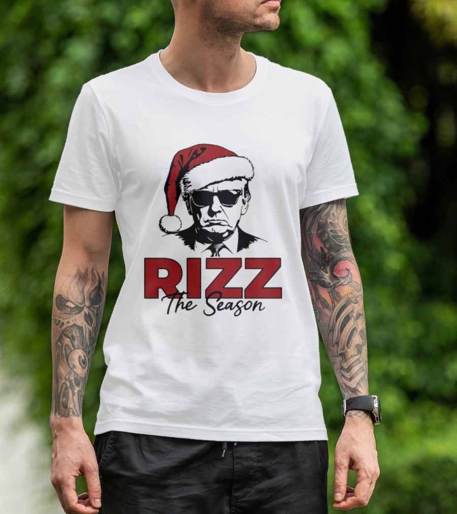 Rizz The Season Santa Hat Sunglasses Christmas T-Shirt