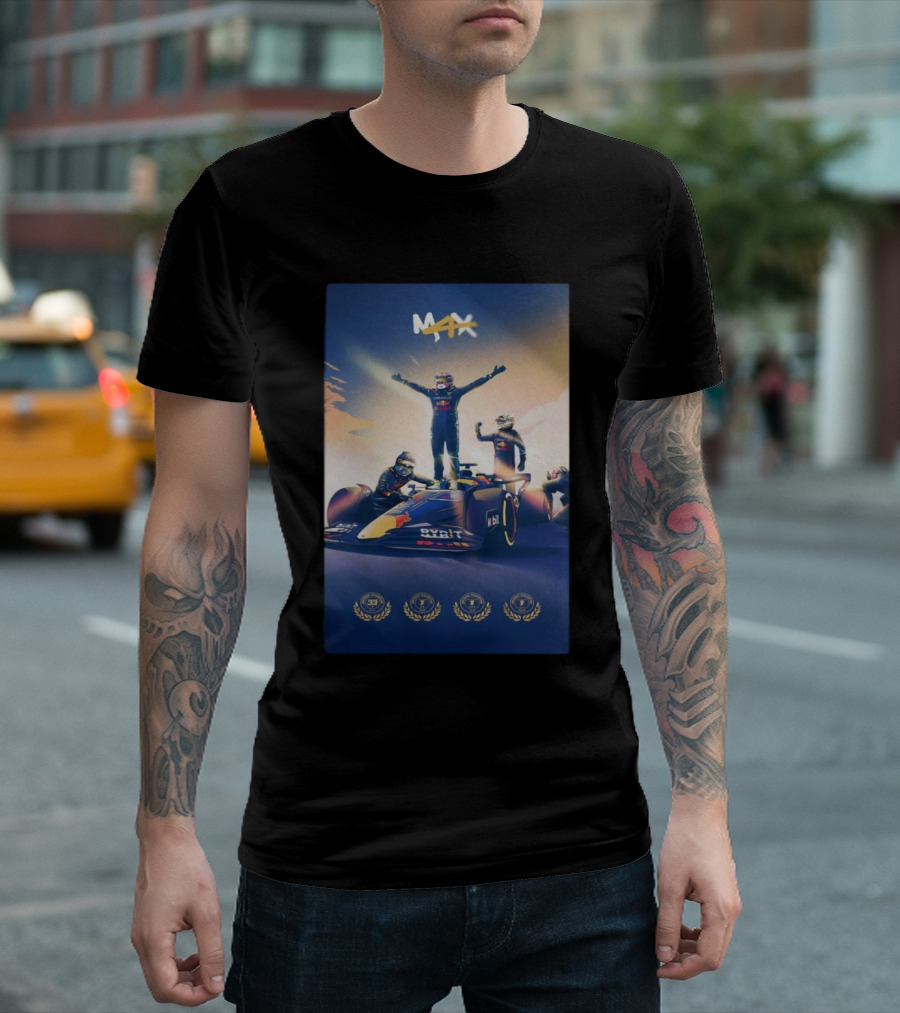 Max Verstappen Champion 2024 F1 Four-Time Winner Celebrations T-Shirt