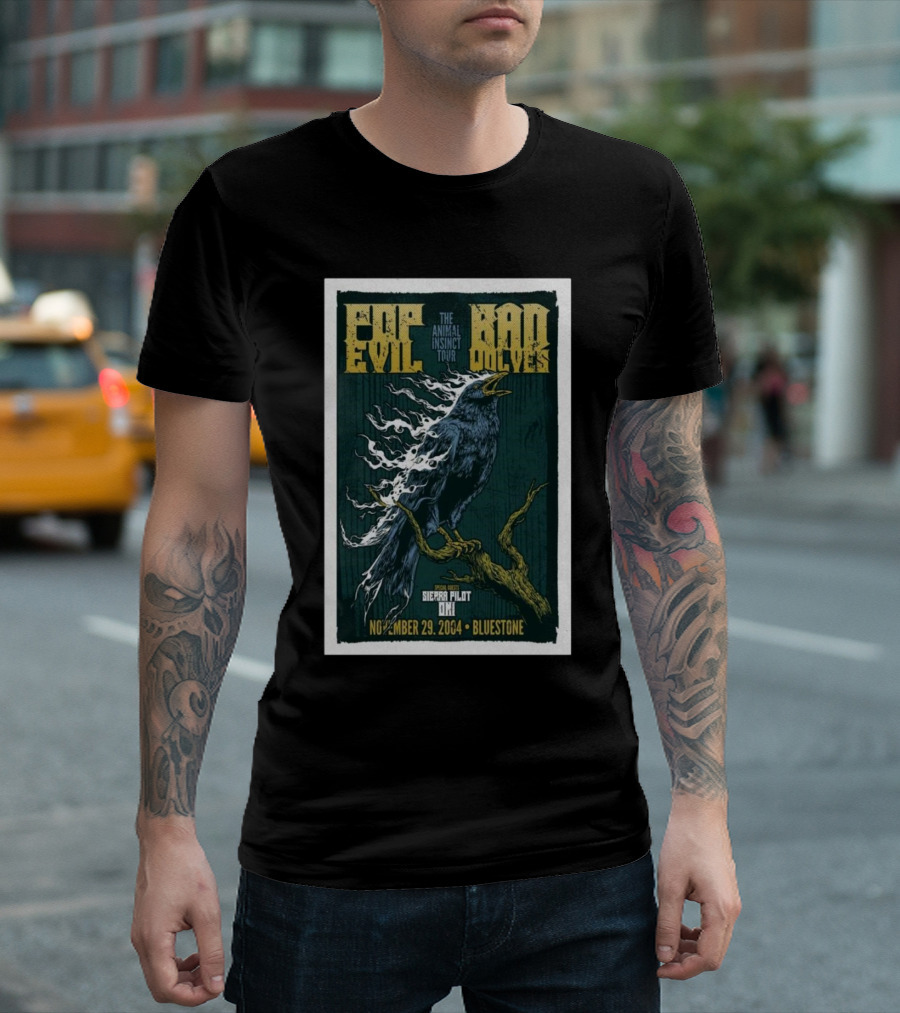 Pop Evil Bad Wolves The Animal Instinct Tour November 29 2004 Bluestone Columbus OH T-Shirt