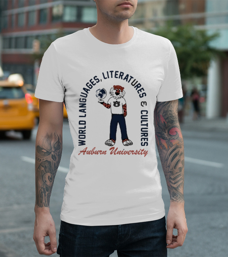Auburn University World Languages Literatures And Cultures Aubie With Globe T-Shirt