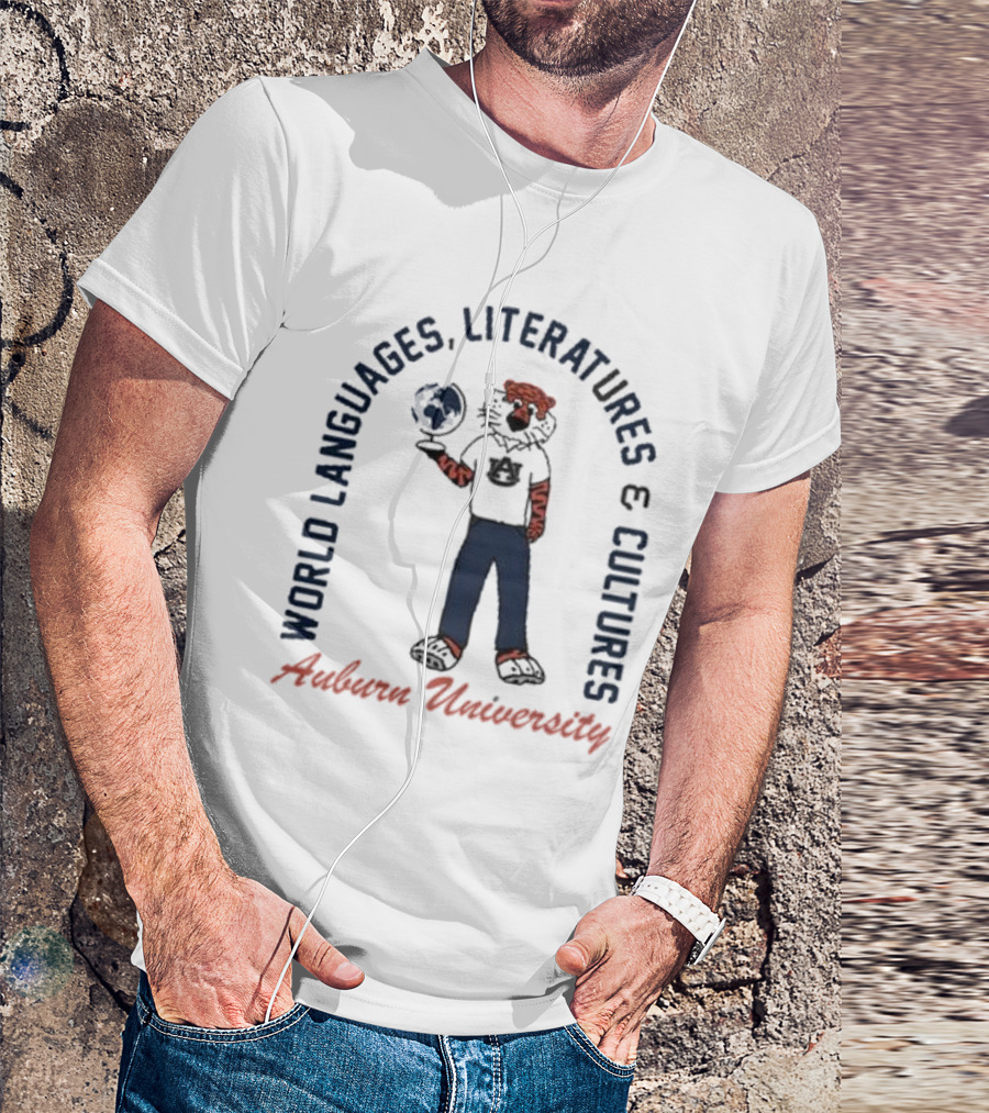 Auburn University World Languages Literatures And Cultures Aubie With Globe T-Shirt