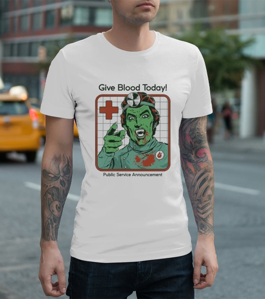 Give Blood Today Public Service Announcement Zombie Doctor T-Shirt